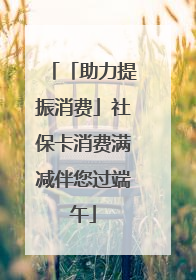 「助力提振消费」社保卡消费满减伴您过端午