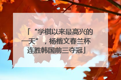 “学棋以来最高兴的一天”，杨楷文春兰杯连胜韩国前三夺冠