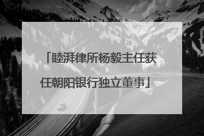 睦湃律所杨毅主任获任朝阳银行独立董事