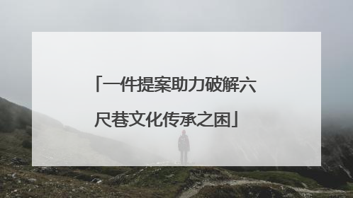 一件提案助力破解六尺巷文化传承之困