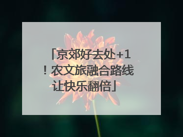 京郊好去处+1！农文旅融合路线让快乐翻倍