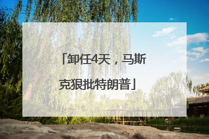 卸任4天，马斯克狠批特朗普