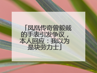 凤凰传奇曾毅戴的手表引发争议，本人回应：我以为是块劳力士