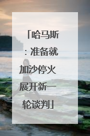 哈马斯：准备就加沙停火展开新一轮谈判