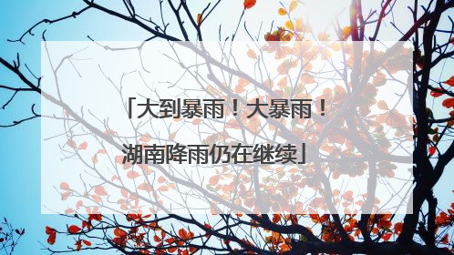 大到暴雨！大暴雨！湖南降雨仍在继续