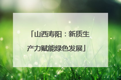 山西寿阳：新质生产力赋能绿色发展