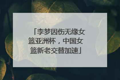 李梦因伤无缘女篮亚洲杯，中国女篮新老交替加速