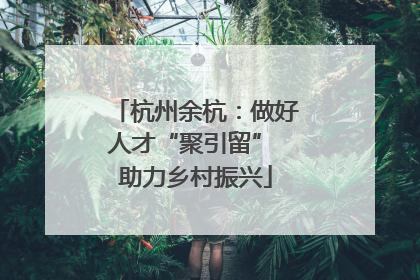 杭州余杭：做好人才“聚引留” 助力乡村振兴