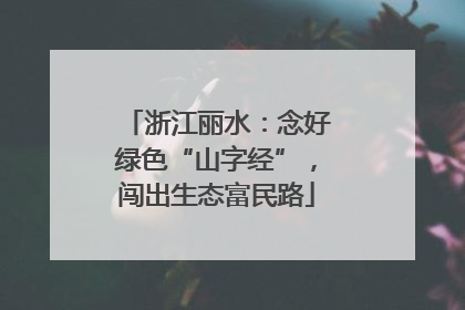 浙江丽水：念好绿色“山字经”，闯出生态富民路