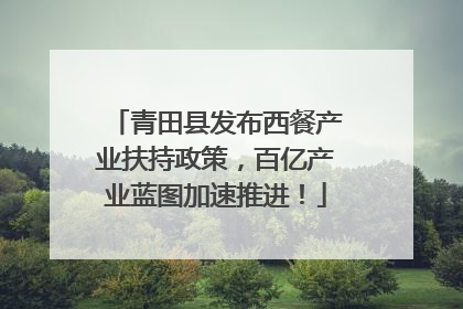 青田县发布西餐产业扶持政策，百亿产业蓝图加速推进！
