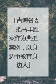 青海省委：把马丰胜案作为典型案例，以身边事教育身边人